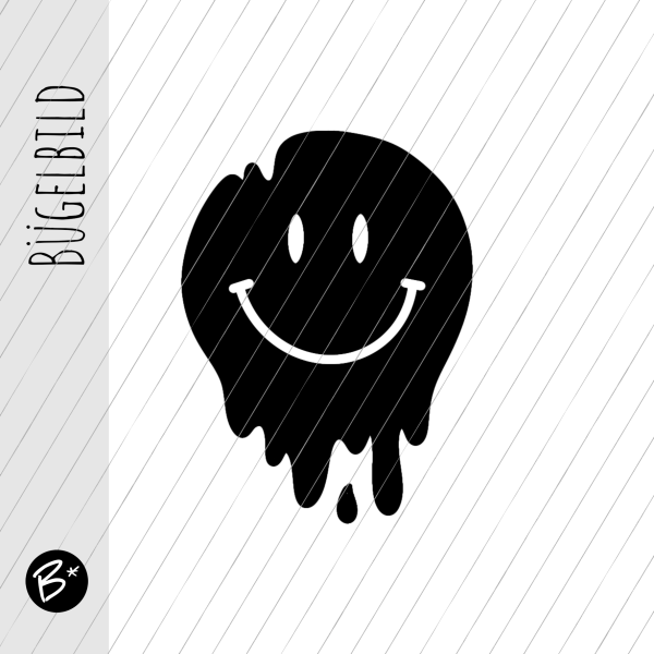 Bügelbild - Smilie allein schwarz - ca. 8 cm hoch